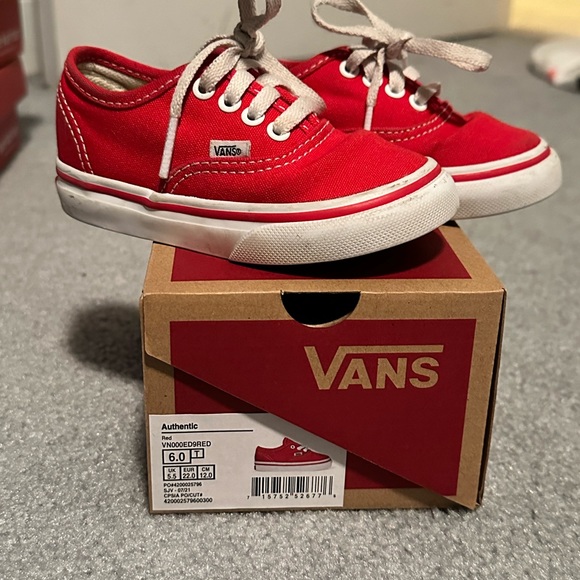 Vans Authentic Red Toddler Sneaker - Picture 4 of 5